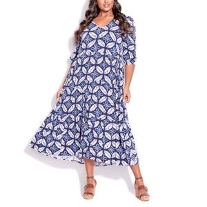 Loralette Size 22/24 (2X) Sapphire To The Max Maxi Dress Puffed Sleeves (R19.5)